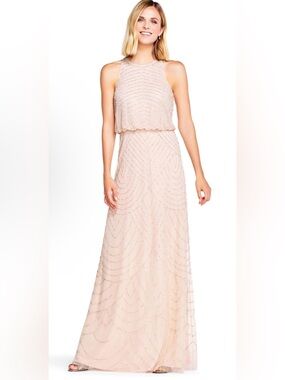 Adrianna Papell Art Deco Beaded halter Dress black tie prom wedding guest 14